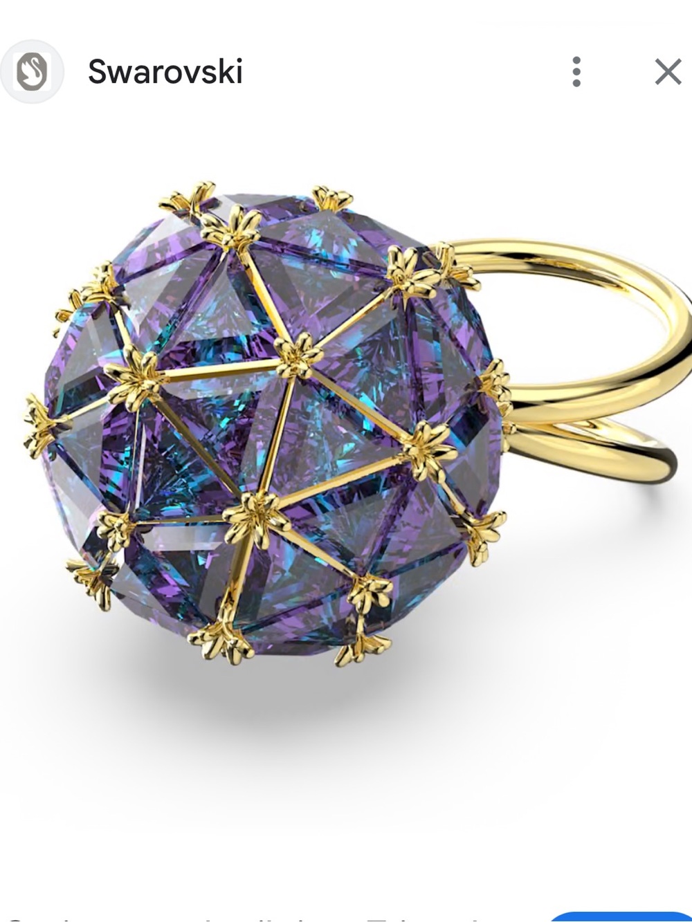 Swarovski Curiosa cocktail ring
Triangle cut, Blue, Gold-tone plated NEW - Picture 5 of 17